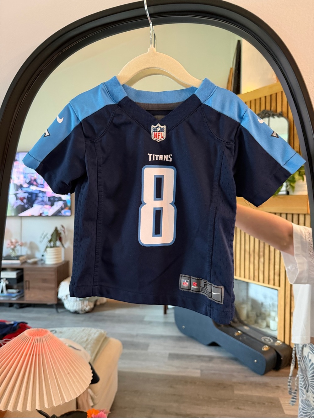 NFL Toddler Titans Navy and Light Blue #8 Jersey